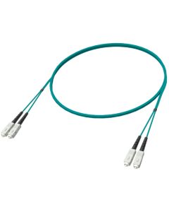 Patchcord duplex, FCA, SC/PC-SC/PC, MM G50/125 OM3, Standard, LSOH, śr. 2,0mm, 1m, turkusowy