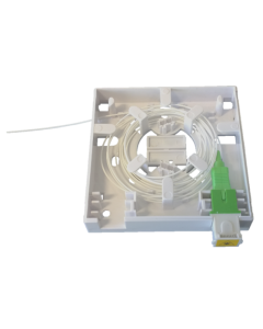 Gniazdo abonenckie proste FTTH, 85x85x24mm (SxWxG), białe, kołki montażowe