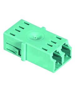 Adapter, H+S, LC/APC, SM, duplex, flansza, zatrzaski, zielony